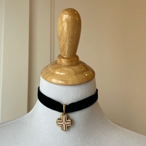 Vintage, LIKA PARIS, Cross pendant, velvet choker